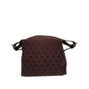 vtg DOONEY & BOURKE Monogram Hobo bag Black canvas w/Silver hw Shoulder carry